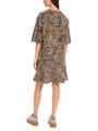 Kurzes Kleid mit Volant in Leo-Print 38 - Granola