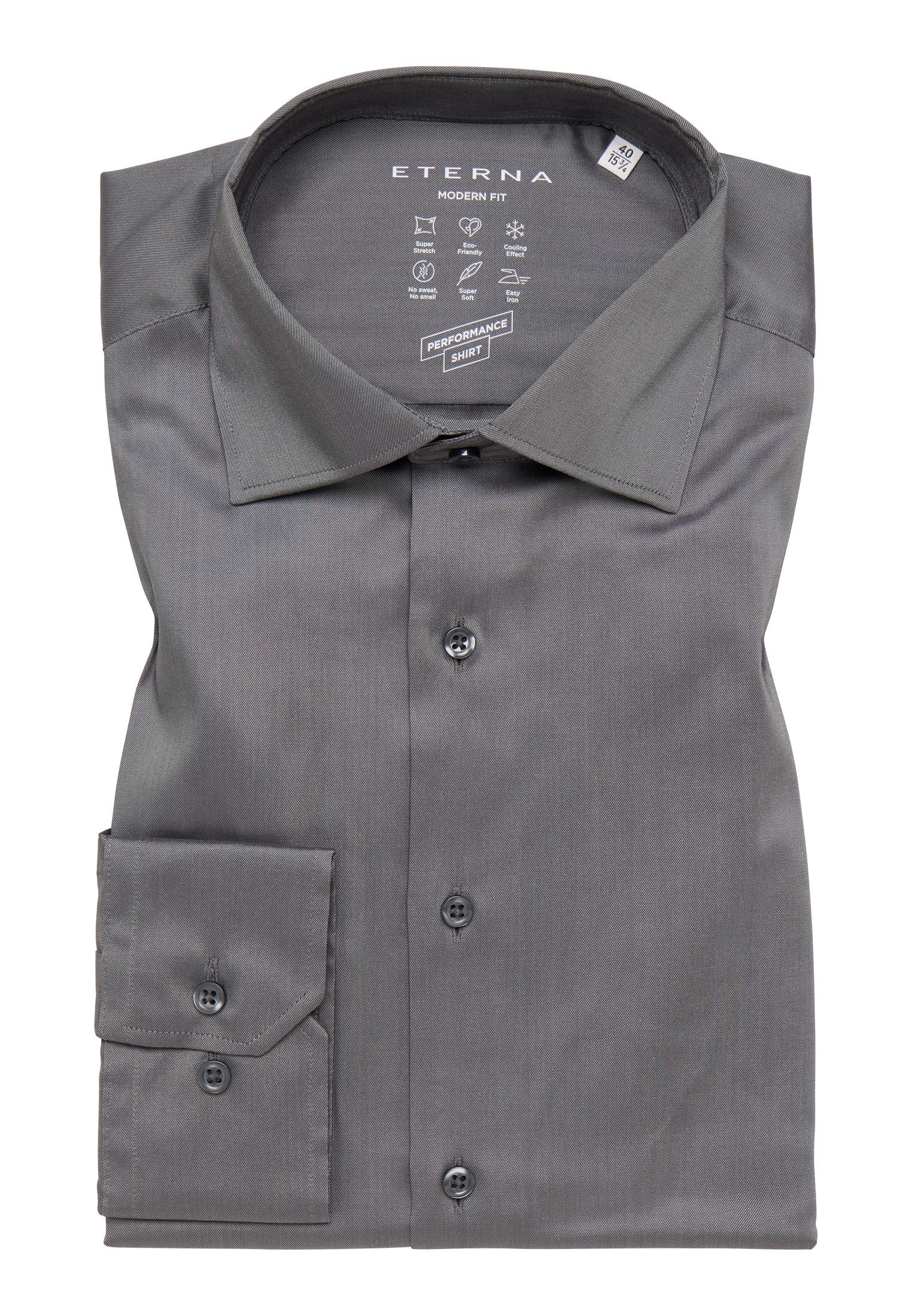 Performance Shirt Twill-Stretch Langarm 43/Langarm - 65cm MODERN FIT - Silber