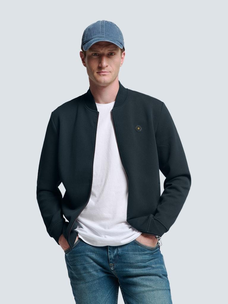 Sweater Full Zipper Pique Bomber Blau XL