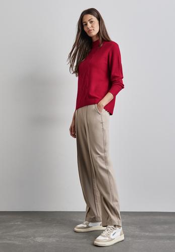 Pullover mit Strickmuster Rot 38
