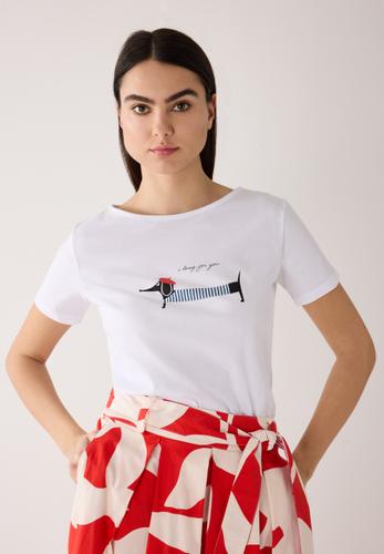 T-Shirt mit Dackelprint 40 - Weiß