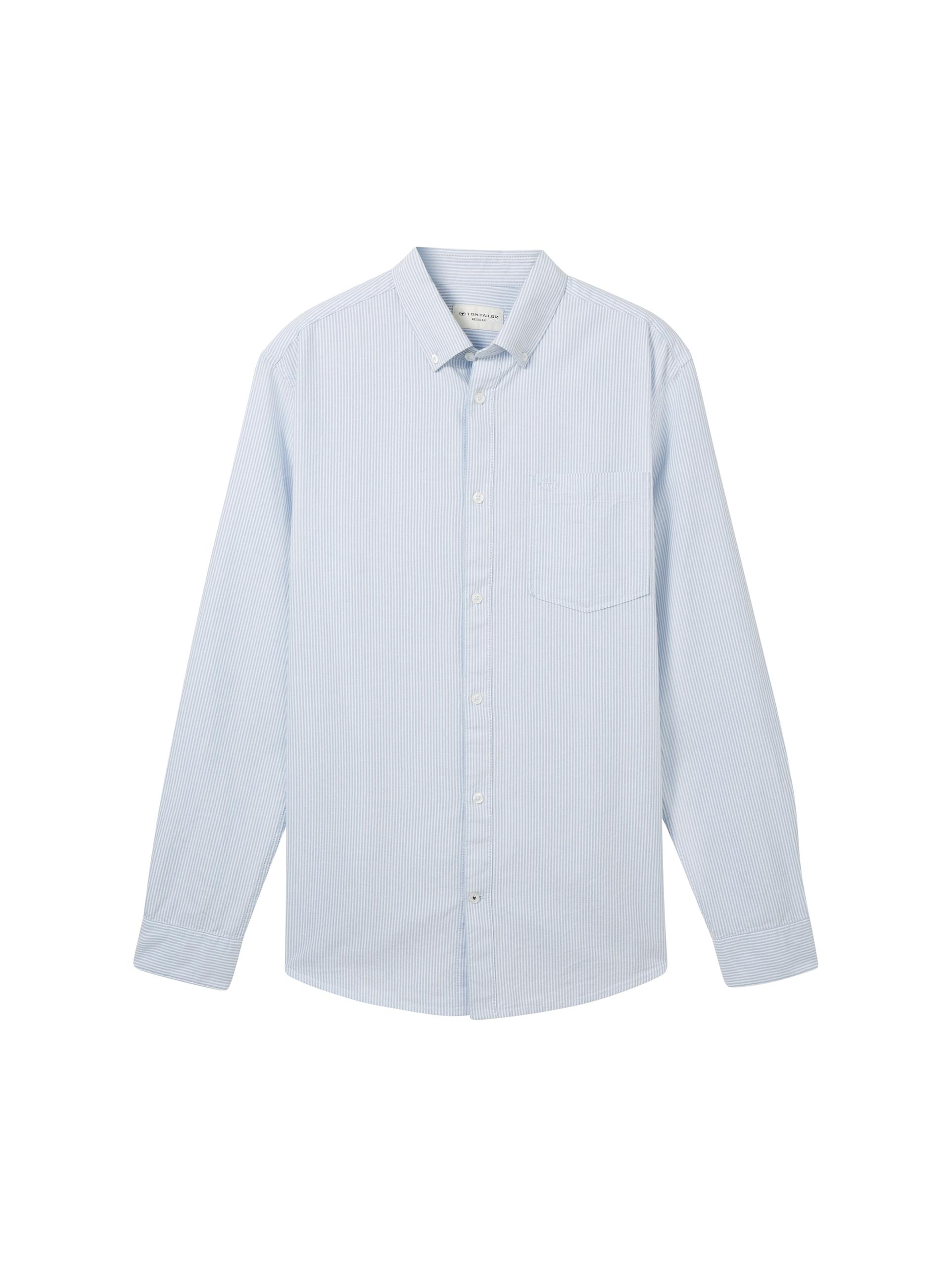 Regular Fit Hemd mit Brusttasche XL Regular Fit - White Light Blue Stripe