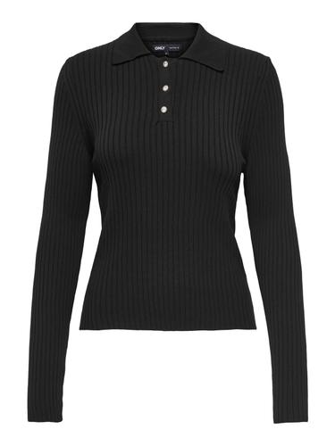 ONLELISA L/S RIB POLO RP KNT M Normal geschnitten - Black