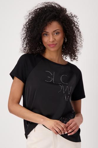 Blusenshirt mit Schmuckschrift 36 - Schwarz
