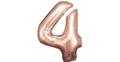 Super Shape Folienballon Rosé Gold, Zahlenballon 4, 66 x 88 cm rosegold