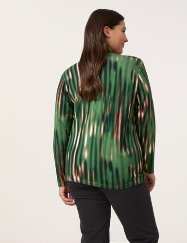Langarmshirt mit Kelchkragen 46 Figurumspielend - Treetop Green Gemustert