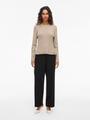 VINORTHY O-NECK L/S FRILL KNIT TOP/R L Normal geschnitten - Natural Melange