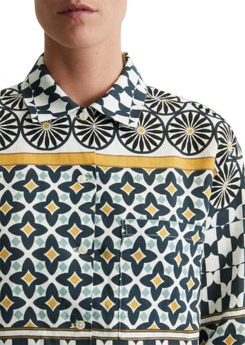 Print-Leinenbluse regular 36 Regular Fit - Multi/ White Cotton