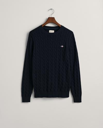 Zopfstrick Rundhalspullover aus Baumwolle XXXL - Evening Blue