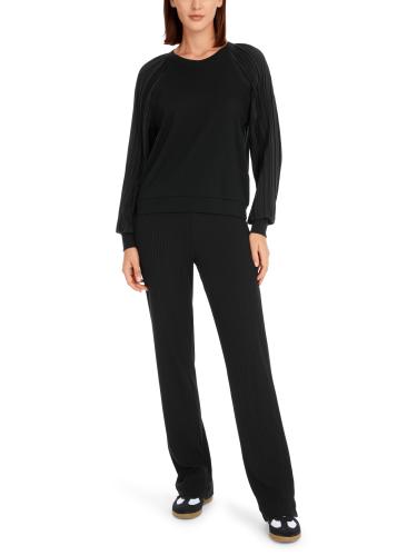 Uni Bluse mit Plissee-Ärmel 40 - Black