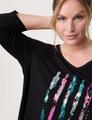 Ausgestelltes 3/4 Arm Shirt mit Frontprint 52 Leicht ausgestellt | Leger - Black Gemustert