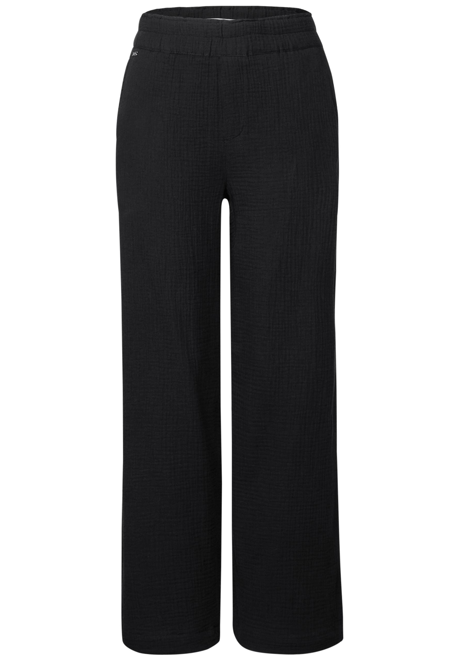 Wide Leg Musselin Hose 34/30 - Black