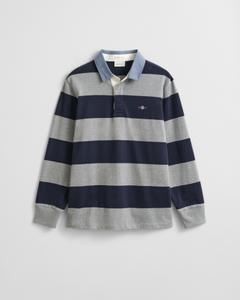 Gestreiftes Heavy Rugger mit Chambray-Kragen XXL - Grey Melange