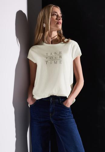 Shirt mit Wording Weiß 40