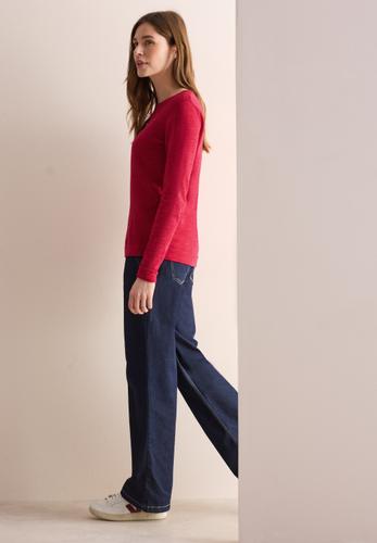 Strukturpullover L - Heather Granita Red Melange