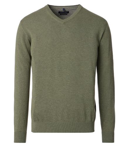 Pullover mit V-Ausschnitt uni 004430 XL - Grün