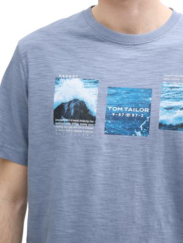 T-Shirt mit Foto-Print XXL Regular Fit - Dove Blue
