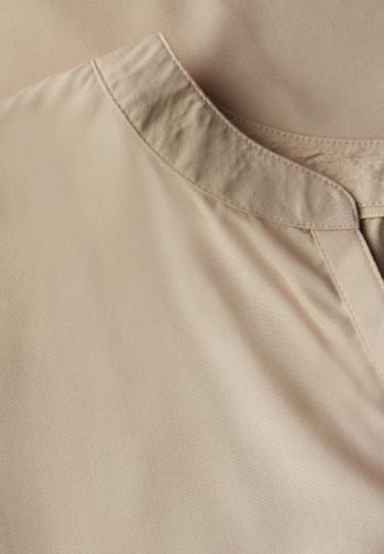 Split Neck Bluse in Unifarbe 36 - Coastal Beige