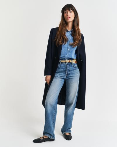 Regular Fit Jeansbluse 36 - Semi Light Blue Worn In