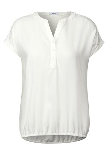 Kurzarmbluse in Unifarbe L - Vanilla White