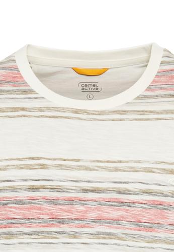 T-Shirt mit Streifenmuster aus Baumwolle Rot 3XL