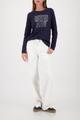 Langarmshirt mit Strassstein-Motiv 38 - Marine