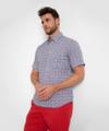 Style Dan XXL Herrenhemd, Halbarm, Button Down-Kragen, Durchgehende Knopfleiste, Modern Fit, Leicht taillierte Silhouette - Coral