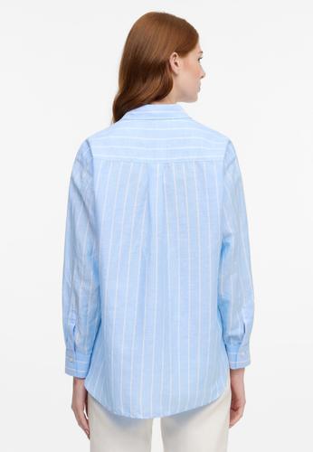 Linen Shirt Bluse Leinen Langarm 38/Langarm OVERSIZE FIT - Hellblau