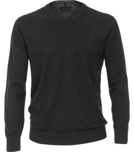 Pullover mit V-Ausschnitt uni 004430 L - Anthrazit