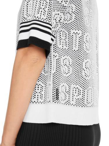 Weites Polo Shirt mit Zipp 38 - White And Black