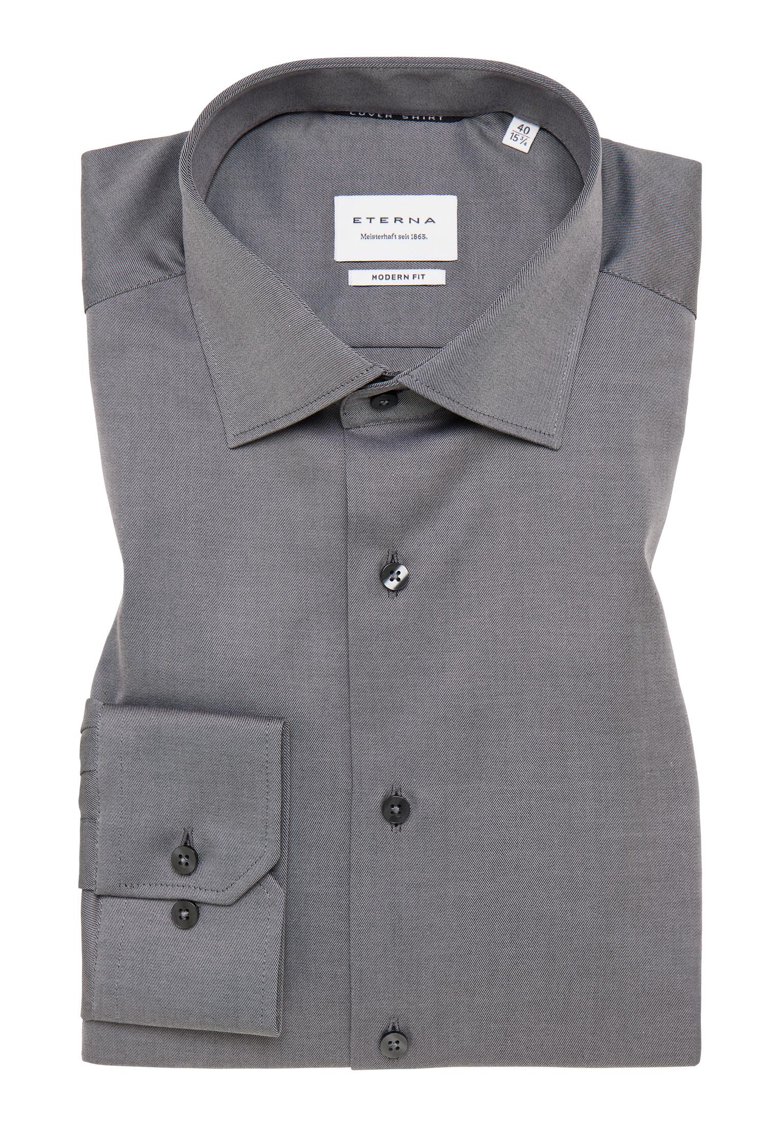 Cover Shirt Twill Langarm 40/Langarm - 65cm MODERN FIT - Grau