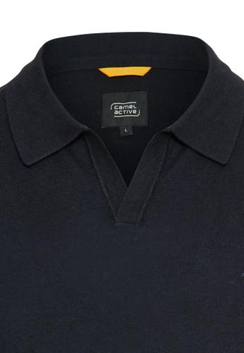 Strick-Poloshirt aus Baumwoll-Leinen-Mix M Regular Fit - Dark Navy