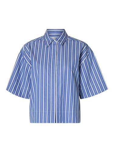 SLFFIA 2/4 CROPPED STRIPED SHIRT B 36 Verkürzt - Dazzling Blue