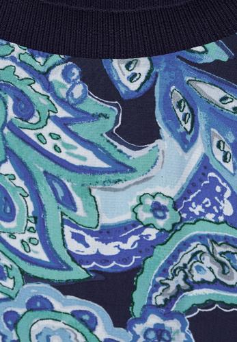 Materialmix T-Shirt Blau, Grün 40