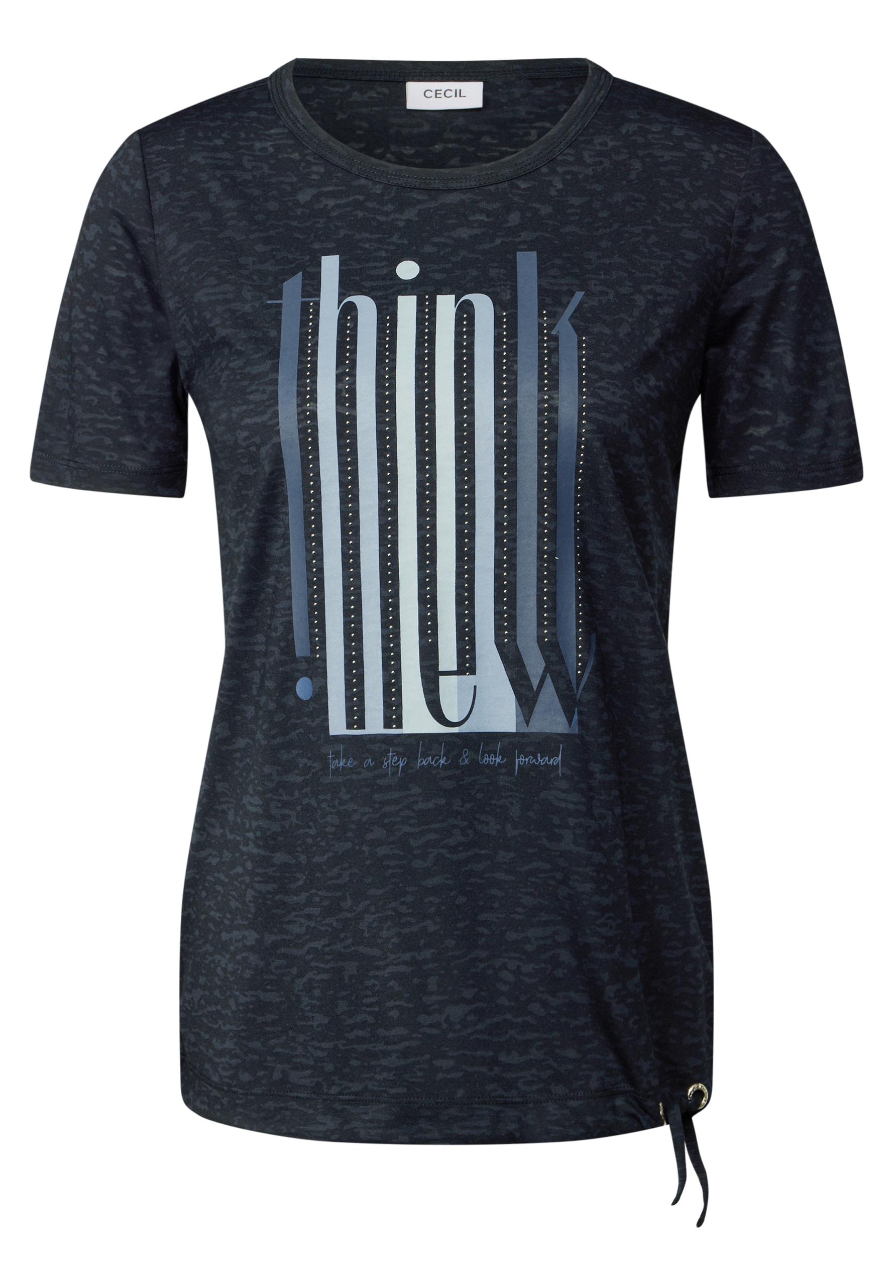 Ausbrenner-Shirt mit Wording M - Universal Blue