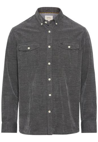 Langarm Hemd in Regular Fit aus Cord Grau M