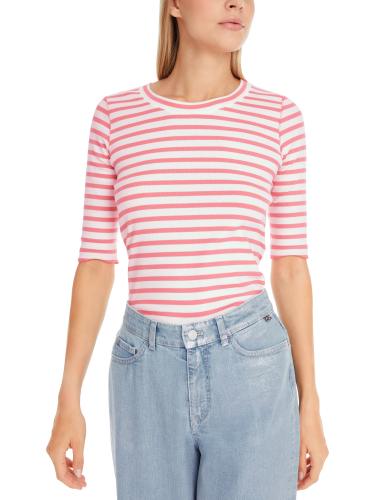 Ringel-T-Shirt aus Baumwoll-Ripp 36 - Bright Candy Pink