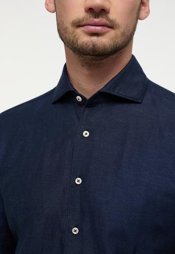Linen Shirt Twill Langarm 38/Langarm - 67cm SLIM FIT - Midnight