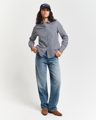 Regular Fit Popeline Bluse mit Streifen 36 - Classic Blue