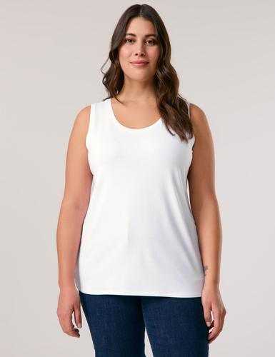 Basic-Top mit Seitenschlitzen 46 Figurumspielend - White