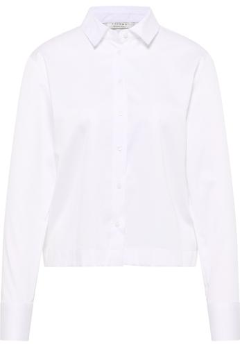 Satin Shirt Bluse Satingewebe Langarm 44/Langarm OVERSIZE FIT - Weiß