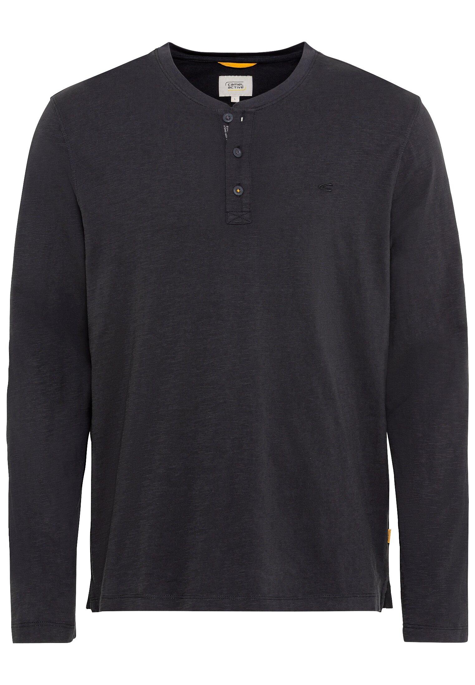 Henleyshirt aus nachhaltigem Organic Cotton 5XL Regular Fit - Asphalt