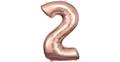 Super Shape Folienballon Rosé Gold, Zahlenballon 2 , 50 x 88 cm rosegold