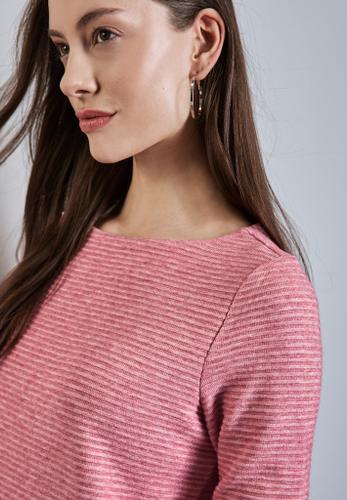 Strick-Look Strukturshirt Rosa 42