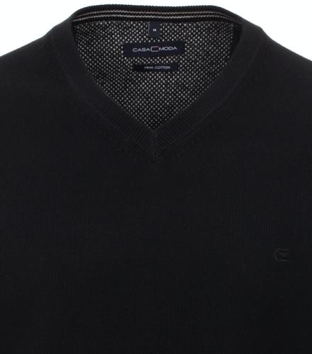 Pullover mit V-Ausschnitt uni 004430 XL Basic Knitwear - Schwarz