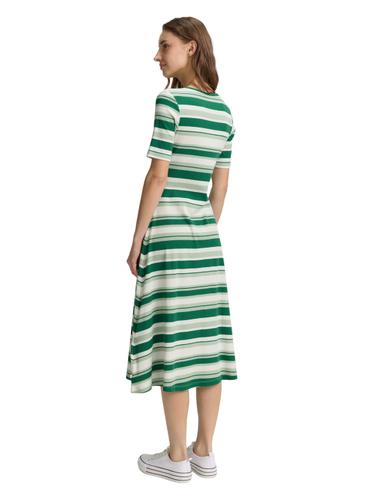 Midi-Kleid mit Streifenmuster XL Slim Fit - Green Mint Stripe
