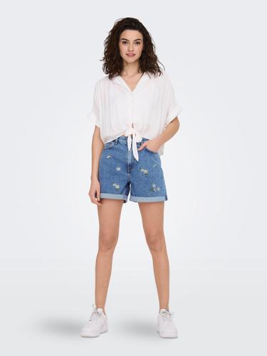 ONLPAULA LIFE S/S TIE SHIRT WVN NOOS M Normal geschnitten - White