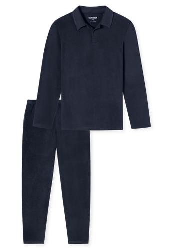 Schlafanzug lang Blau 56