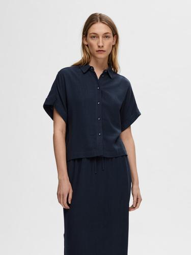 SLFVIVA SS CROPPED SHIRT NOOS 36 Normal geschnitten - Dark Sapphire
