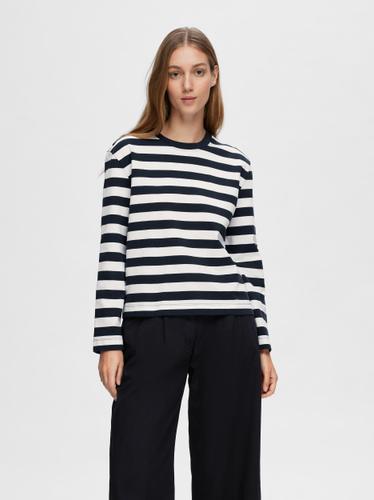 SLFESSENTIAL LS STRIPED BOXY TEE NOOS L Box Fit - Dark Sapphire